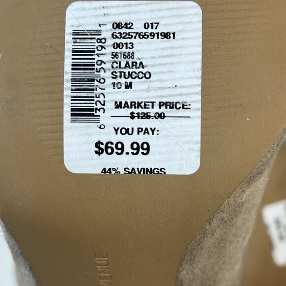 Saks Fifth Ave Clara Tan Suede Peep Toe Ankle Wrap Heels Sz. 10 - Picture 7 of 8